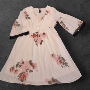 Floral Bell Sleeve Mini Dress Size Medium